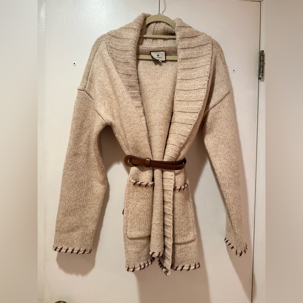 NWOT Tuckernuck Cream Knit Belted Cardigan